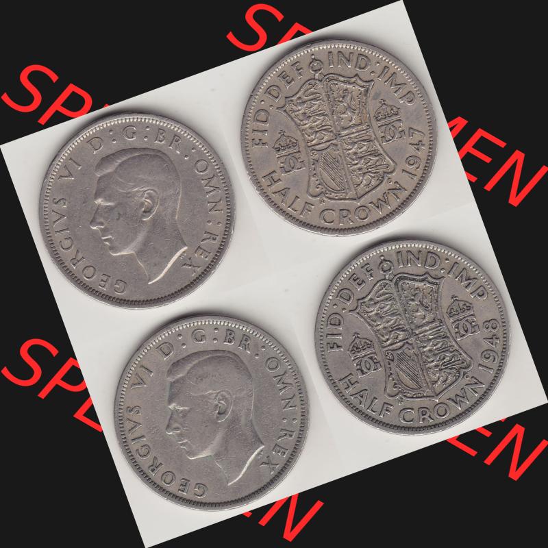 Alte Münzen Großbritannien Umlaufmünze 1947-1948, 1/2 Krone, Half Crown 1947 und 1948 Bild-Version 1/2, George VI, FID DEF IND IMP HALF CROWN. Ein... Sammlung
