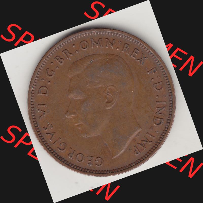 Alte Münzen Großbritannien Umlaufmünze 1937-1948, 1 Penny, One Penny, 1948-1, GEORGIVS VI, D G BR OMN REX F D IND IMP HP. Vorderseite der alten britischen... Sammlung