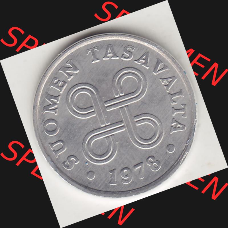 Alte Münzen KMS Finnland, Kursmünzensatz 1978 in Stempelglanz 1969-1979, 1 Penny, 1978-1. Vorderseite einer Münze aus offiziellen KMS / Kursmünzen bzw.... Sammlung