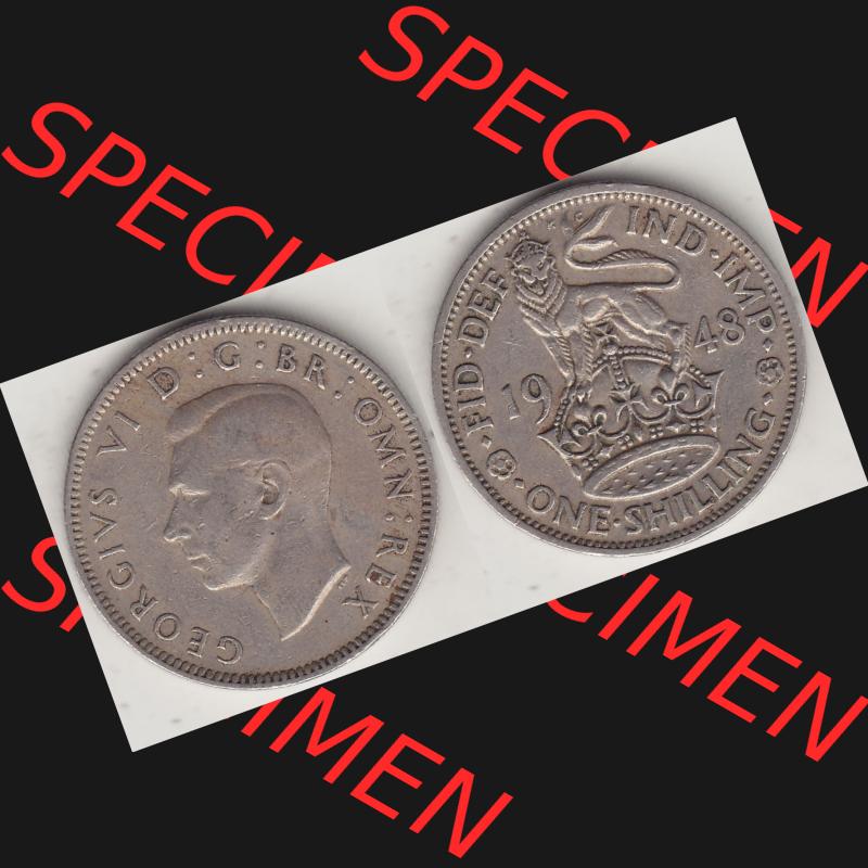 Alte Münzen Großbritannien Umlaufmünze 1949-1951, 1 One Schilling - Shilling, 1948-5 Stehender Löwe auf Krone. Vorderseite und Rückseite horizontal auf einen... Sammlung