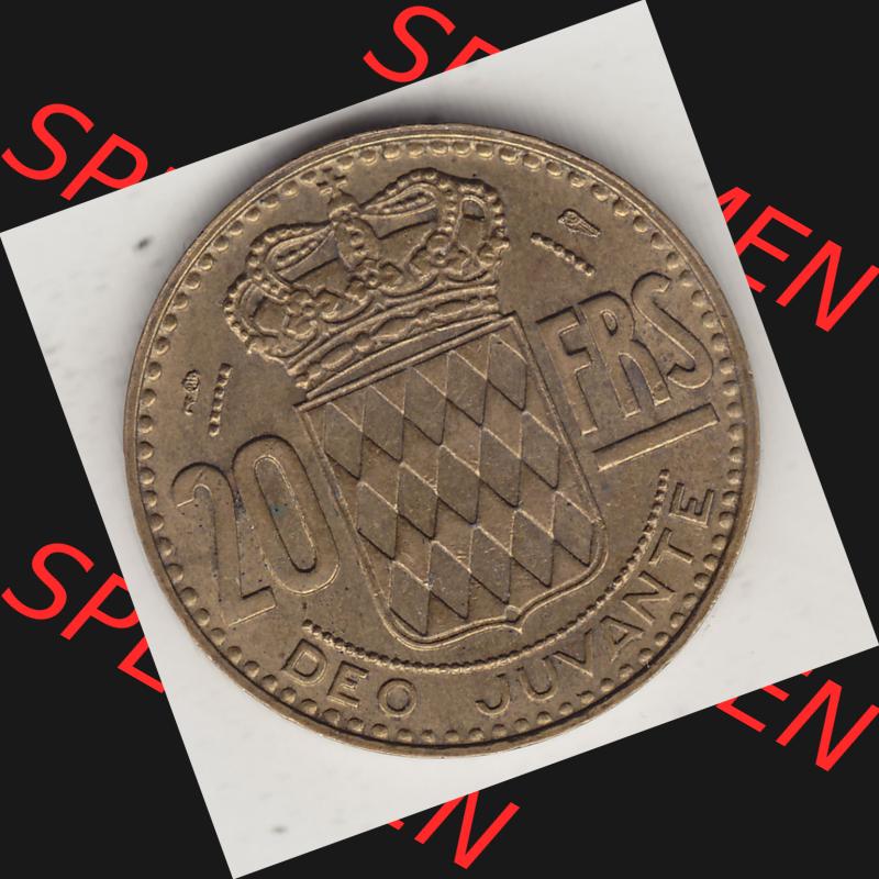 Alte Münzen Monaco Umlaufmünze Einzelansicht 1950-1951, 20 Franken - FRS, Francs, 1950-1, P. TURIN RAINIER III PRINCE DE MONACO, 20 FRS DEO JUVANTE.... Sammlung