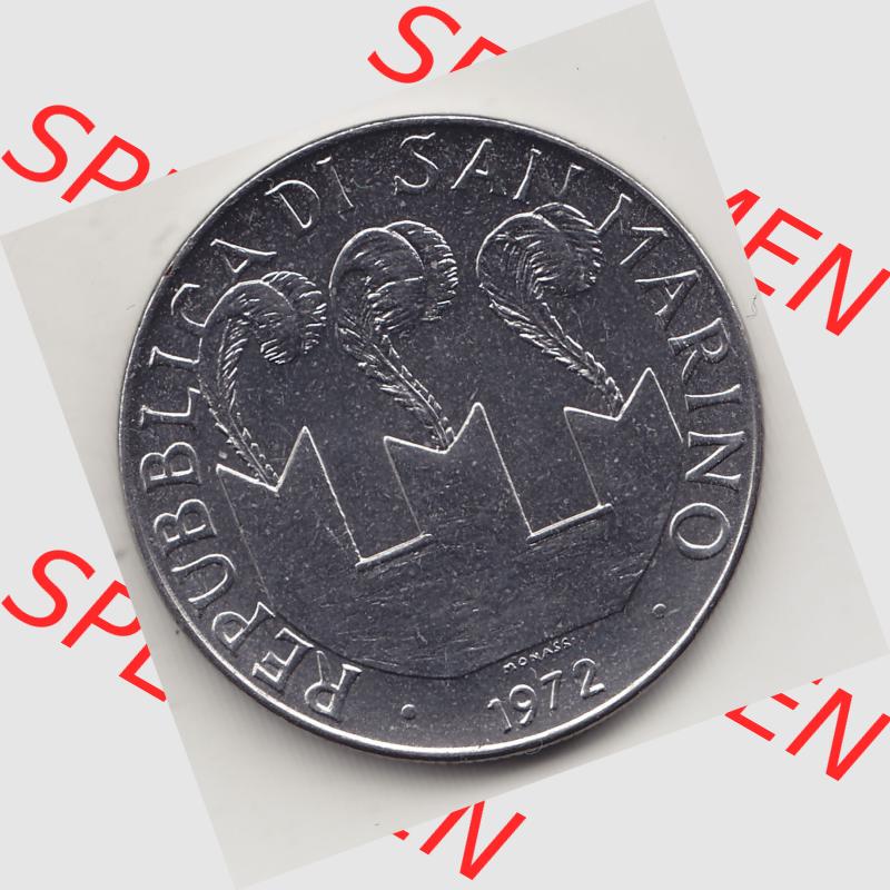 Bildmaterial Münzensatz / KMS 1972 aus San Marino 1972-1972, 100 Lire von 1972, 100 LIRE MONASSI REPUBBLICA DI SAN MARINO. Vorderseite einer Umlaufmünze aus 1972 REPUBBLICA... Sammlung