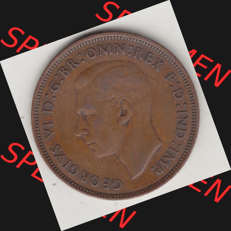 Münzen Großbritannien Umlaufmünze 1937-1948. 1 One Penny 1946-1, George VI, GEORGIVS VI DGBROMNREX FDINDIMP. HP. Vorderseite der alten britischen Münze... Sammlung