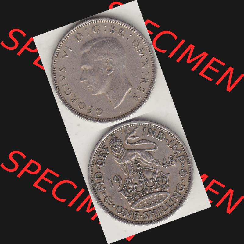 Alte Münzen Großbritannien Umlaufmünze 1949-1951, 1 One Schilling - Shilling, 1948-4 Stehender Löwe auf Krone. Vorderseite und Rückseite vertikal untereinander... Sammlung