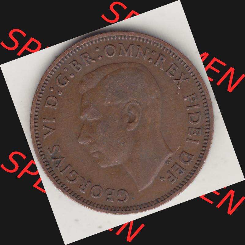 Alte Münzen Großbritannien Umlaufmünze 1949-1952, Half Penny, 1952-1, George VI, HALF PENNY HP, Segelschiff. Vorderseite der alten britischen Münze... Sammlung