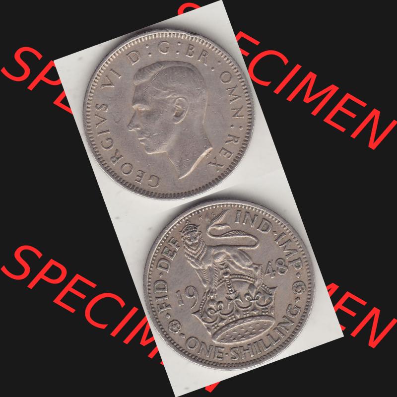 Alte Münzen Großbritannien Umlaufmünze 1949-1951, 1 One Schilling - Shilling, 1948-3 Stehender Löwe auf Krone. Vorderseite und Rückseite vertikal untereinander... Sammlung
