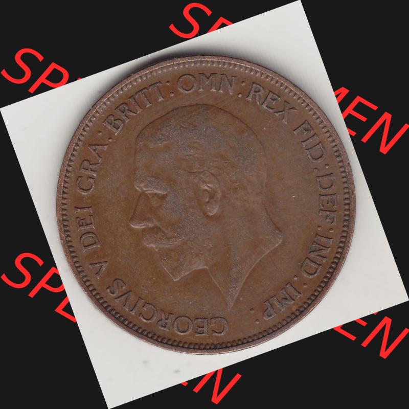 Alte Münzen Großbritannien Umlaufmünze 1928-1936, 1 Penny, ONE PENNY, 1935-1, BM GEORGIVS V DEI GRA BRITT OMN REX FID DEF IND IMP. Vorderseite der alten britischen... Sammlung