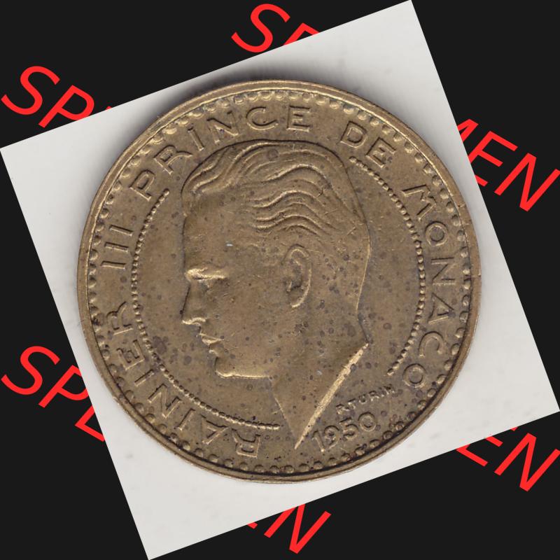 Alte Münzen Monaco Umlaufmünze Einzelansicht 1950-1951, 20 Franken - FRS, Francs, 1950-1, P. TURIN RAINIER III PRINCE DE MONACO, 20 FRS DEO JUVANTE.... Sammlung