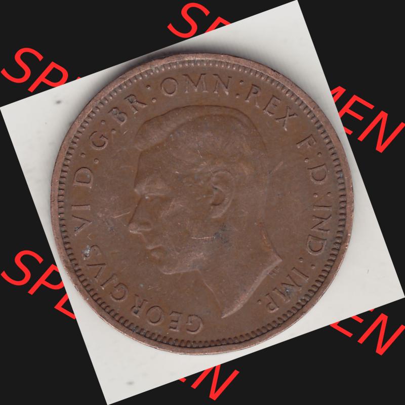 Alte Münzen Großbritannien Umlaufmünze 1937-1948, Half Penny, 1942-1, George VI, HALF PENNY HP, Segelschiff. Vorderseite der alten britischen Münze... Sammlung