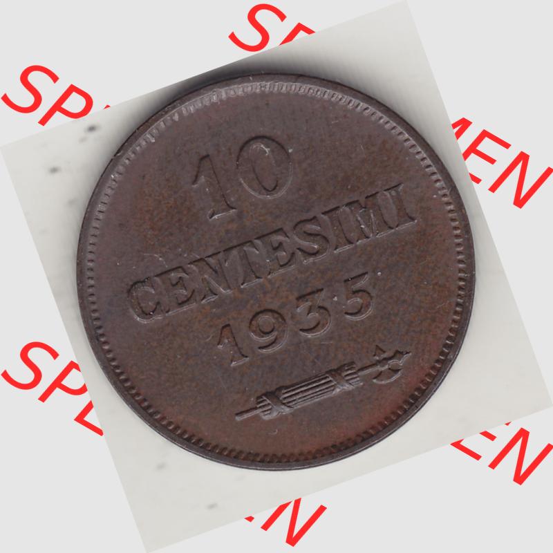 Bildmaterial Münzen aus San Marino vor 1950, 1935-1938, 10 Centesimi, (Cent-Wert), 1935-1, LIBERTAS REPUBBLICA DI S. MARINO, 10 CENTESIMI 1935.... Sammlung