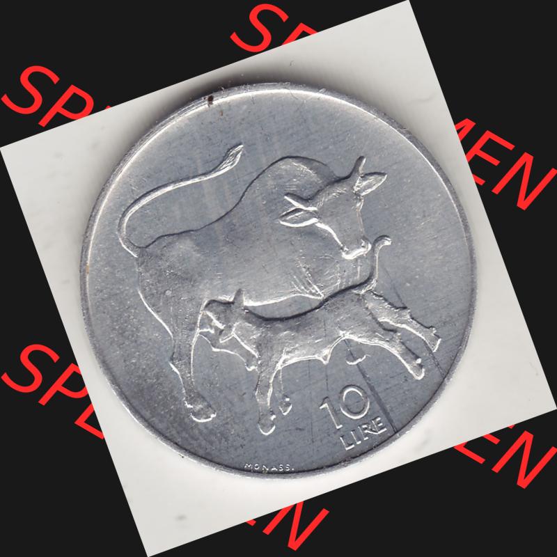 Bildmaterial Münzensatz / KMS 1972 aus San Marino 1972-1972, 10 Lire 1972, MONASSI REPUBBLICA DI SAN MARINO, 10 LIRE. Rückseite als Einzelansicht einer Umlaufmünze... Sammlung