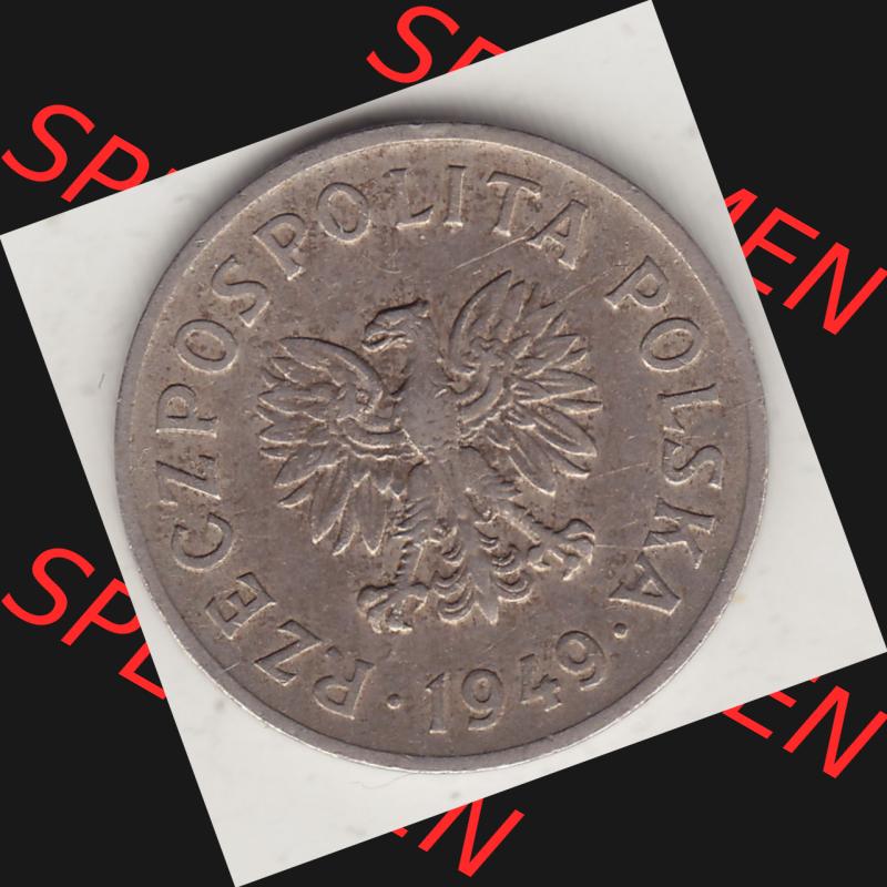 Münzen Polen KMS, Kursmünzensatz 1949-1949, Republik Polen 20 Groszy, Groschen, Kupfer 1949-1. Vorderseite einer polnischen Münzen auf einen Digitalen Bild... Sammlung