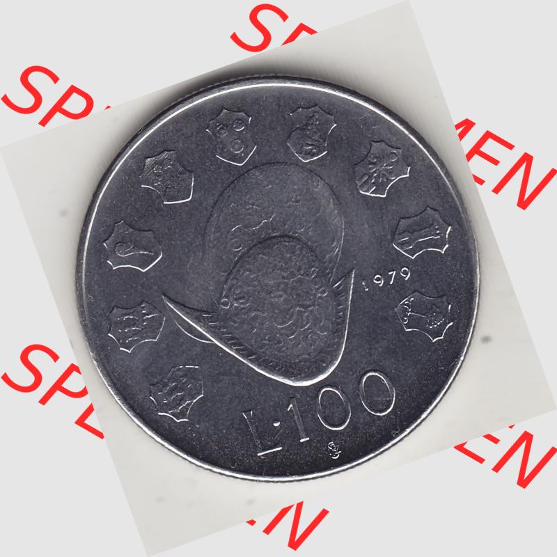 Bildmaterial Münzensatz / KMS 1979 aus San Marino 1979-1979, 100 Lire, J.P. LIBERTAS REPVBBLICA DI S. MARINO L.100. Rückseite als Einzelansicht... Sammlung
