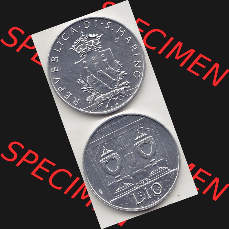 Bildmaterial Münzensatz / KMS 1979 aus San Marino 1979-1979, 10 Lire, J. V. LIBERTAS REPVBBLICA DI S. MARINO, 1979 L.10. Vorderseite und Rückseite... Sammlung