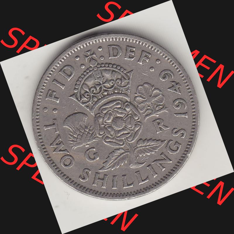 Alte Münzen Großbritannien Umlaufmünze 1947-1948, 2 Schilling-Florin, Two Shillings, 1949-3, George VI, GEORGIVS VI D G BR OMN REX, FID DEF IND IMP,... Sammlung