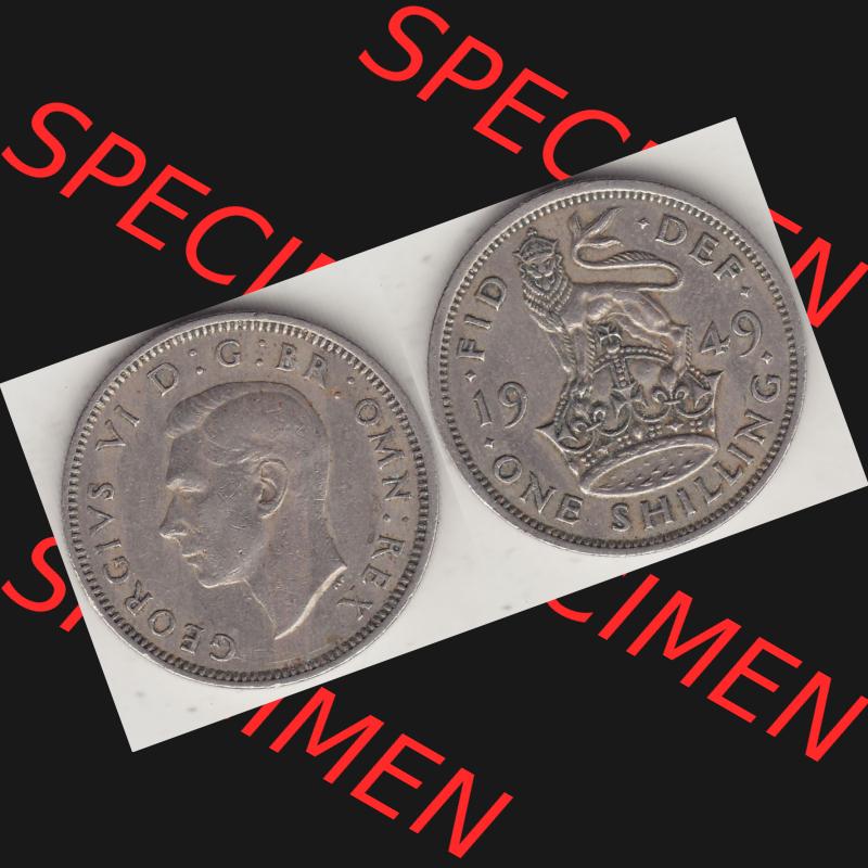 Alte Münzen Großbritannien Umlaufmünze 1949-1951, 1 One Schilling - Shilling, 1949-2 Stehender Löwe auf Krone. Vorderseite und Rückseite horizontal auf einen... Sammlung