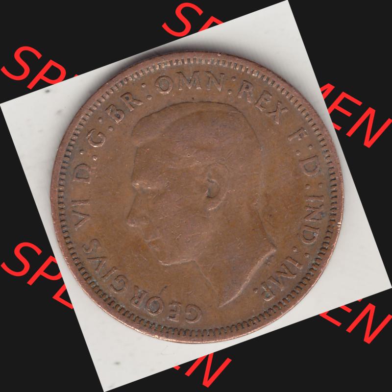 Alte Münzen Großbritannien Umlaufmünze 1937-1948, Half Penny, 1942-2, George VI, HALF PENNY HP, Segelschiff. Vorderseite der alten britischen Münze... Sammlung