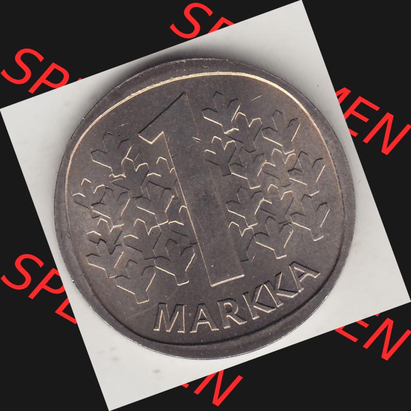 Alte Münzen KMS Finnland, Kursmünzensatz 1976 in Stempelglanz 1969-1993, 1 Finnische Mark, Markka 1976-1, SUOMEN TASAVALTA. Rückseite einer Münze aus... Sammlung