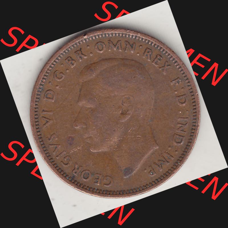 Alte Münzen Großbritannien Umlaufmünze 1937-1948, Half Penny, 1943-1, George VI, HALF PENNY HP, Segelschiff. Vorderseite der alten britischen Münze... Sammlung