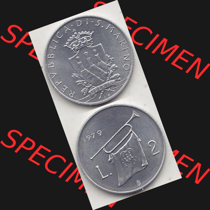 Bildmaterial Münzensatz / KMS 1979 aus San Marino 1979-1979, 2 Lire, J. V. LIBERTAS REPVBBLICA DI S. MARINO, 1979 L.2. Vorderseite und Rückseite... Sammlung