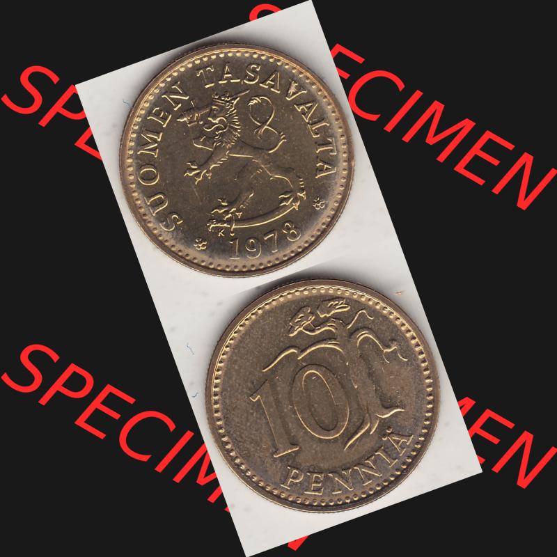 Alte Münzen KMS Finnland, Kursmünzensatz 1978 in Stempelglanz 1963-1982, 10 Penny, 1978-1. Digitales Bild / Bildmaterial für IPhone und Mobil-Geräte mit... Sammlung