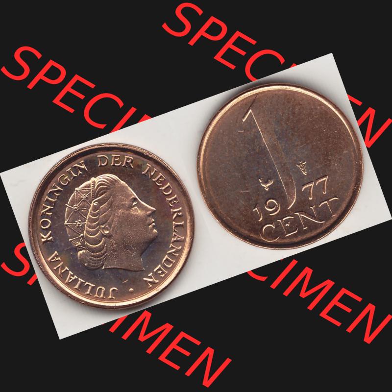 Alte Münzen KMS Niederlande, Kursmünzensatz 1977, 1950-1980, 1 Cent, 1977-1, JULIANA KONINGIN DER NEDERLANDEN. Digitales Bild / Bildmaterial mit Vorderseite... Sammlung