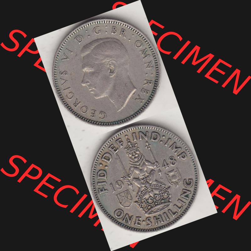 Alte Münzen Großbritannien Umlaufmünze 1947-1948, 2 Schilling - One Shillings 1948-3 Sitzender Löwe auf Krone. Vorderseite und Rückseite vertikal untereinander auf... Sammlung
