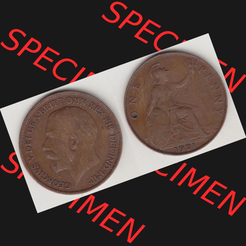 Alte Münzen Großbritannien Umlaufmünze 1911-1926, 1 Penny, One Penny, 1921-1, B.M. GEORGIVS V DEI GRA BRITT OMN REX FID DEF IND IMP. Vorderseite... Sammlung