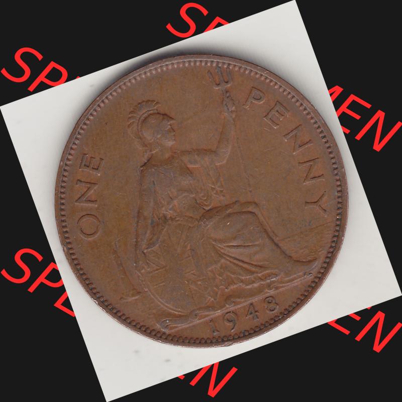 Alte Münzen Großbritannien Umlaufmünze 1937-1948, 1 Penny, One Penny, 1948-1, GEORGIVS VI, D G BR OMN REX F D IND IMP HP. Rückseite der alten britischen... Sammlung