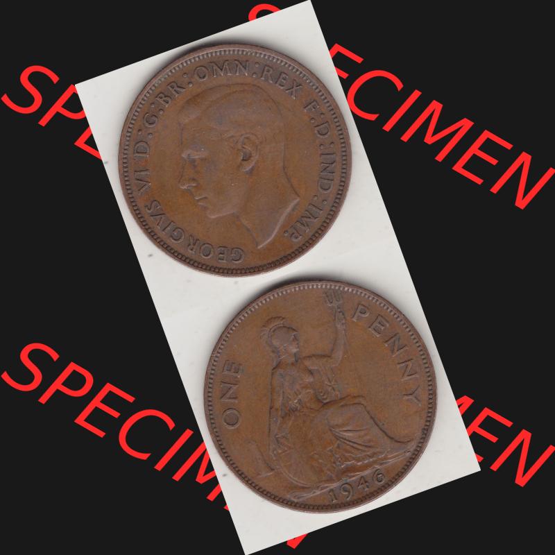 Münzen Großbritannien Umlaufmünze 1937-1948. 1 One Penny 1946-1, George VI, GEORGIVS VI DGBROMNREX FDINDIMP. HP. Vorderseite und Rückseite vertikal... Sammlung