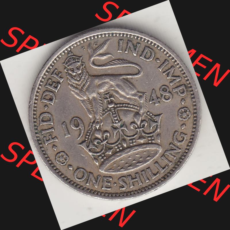 Alte Münzen Großbritannien Umlaufmünze 1949-1951, 1 One Schilling - Shilling, 1948-4 Stehender Löwe auf Krone. Rückseite der alten britischen Münze aus... Sammlung