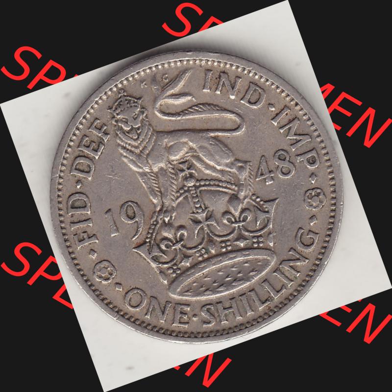 Alte Münzen Großbritannien Umlaufmünze 1949-1951, 1 One Schilling - Shilling, 1948-5 Stehender Löwe auf Krone. Rückseite der alten britischen Münze aus... Sammlung