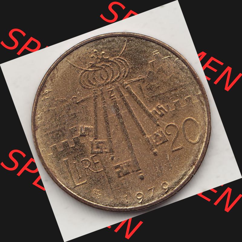 Bildmaterial Münzensatz / KMS 1979 aus San Marino 1979-1979, 20 Lire, J. V. LIBERTAS REPVBBLICA DI S. MARINO, 1979 20 LIRE. Rückseite als Einzelansicht... Sammlung