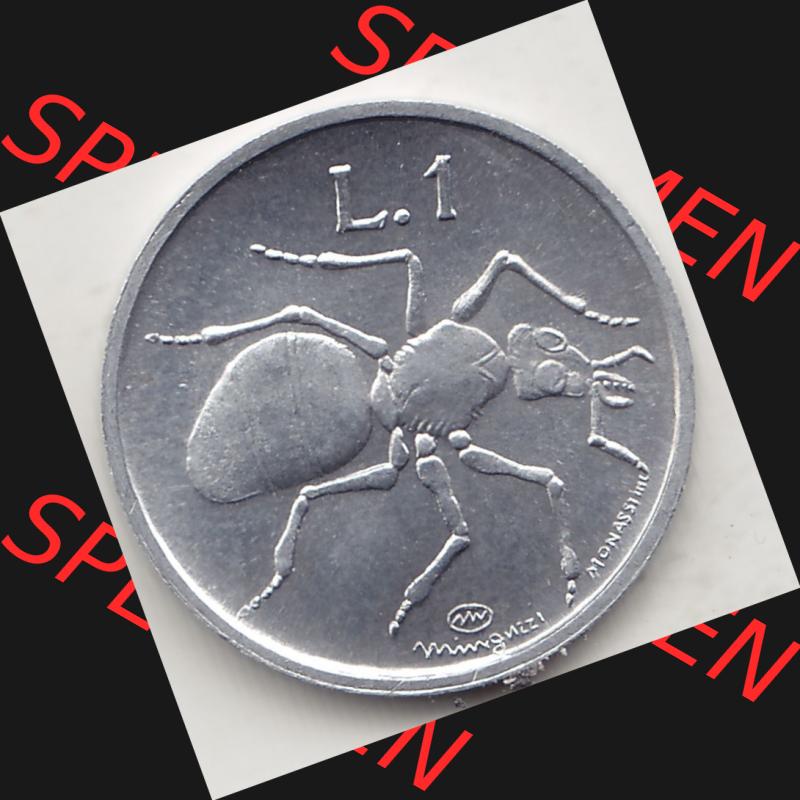 Bildmaterial Münzensatz / KMS 1974 aus San Marino 1974-1974, 1 Lire, 1 Lira, L.1 MINGUZZI MONASSI INC.. Rückseite als Einzelansicht einer Umlaufmünze... Sammlung