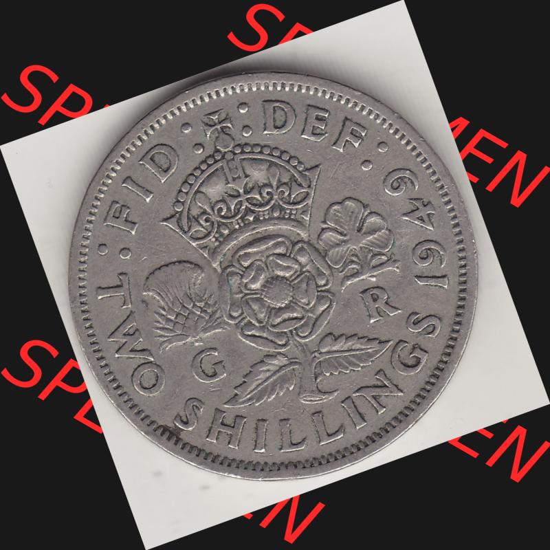 Alte Münzen Großbritannien Umlaufmünze 1949-1951, 2 Schilling, Shillings (Florin) 1949-2, George VI, GEORGIVS VI DG BR OMN REX, FID DEF TWO SHILLINGS.... Sammlung