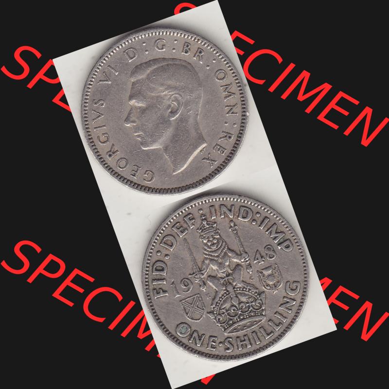 Alte Münzen Großbritannien Umlaufmünze 1947-1948, 2 Schilling - One Shillings 1948-2 Sitzender Löwe auf Krone. Vorderseite und Rückseite vertikal untereinander auf... Sammlung