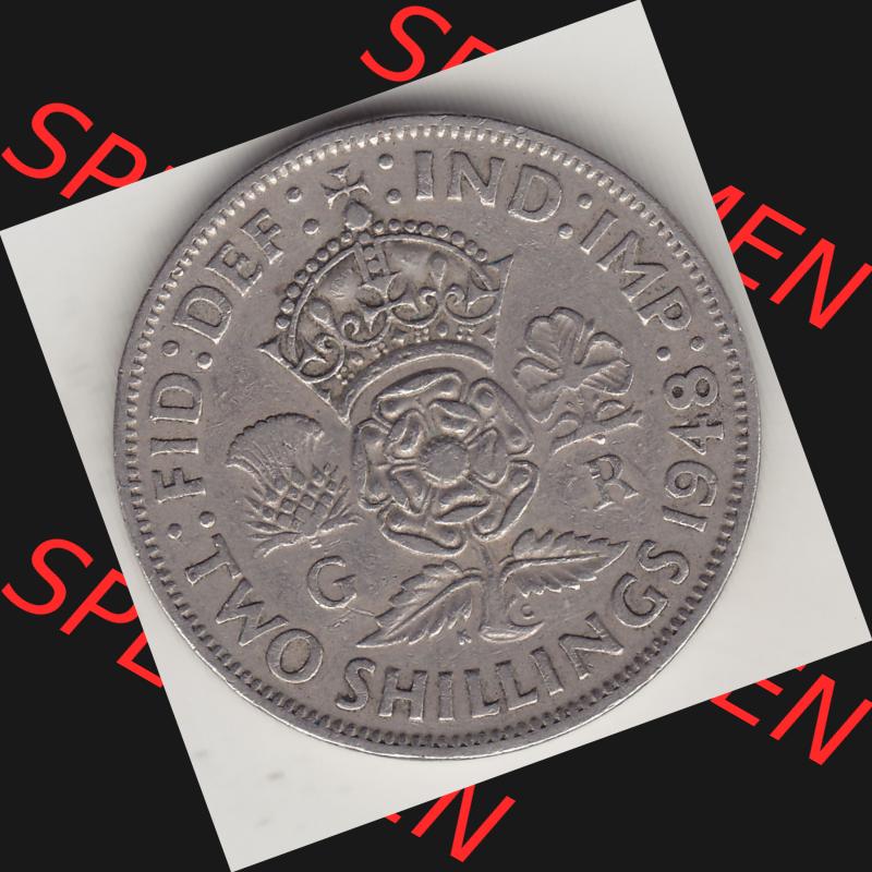 Alte Münzen Großbritannien Umlaufmünze 1947-1948, 2 Schilling-Florin, Two Shillings, 1948-7, George VI, GEORGIVS VI D G BR OMN REX, FID DEF IND IMP,... Sammlung