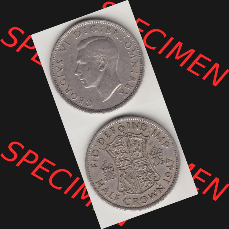 Alte Münzen Großbritannien Umlaufmünze 1947-1948, 1/2 Krone, Half Crown 1947-1, George VI, FID DEF IND IMP HALF CROWN. Vorderseite und Rückseite... Sammlung