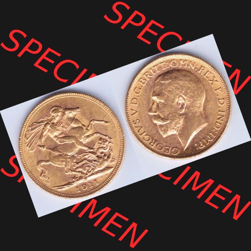 Alte Goldmünzen Großbritannien Gold-Münze 1911-1927, 1 Pfund Sovereign. Vorderseite und Rückseite horizontal auf einen digitalen Bild der alten britischen Goldmünze... Sammlung