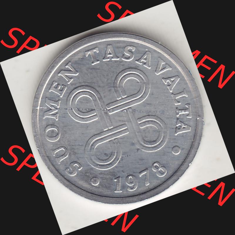 Alte Münzen KMS Finnland, Kursmünzensatz 1978 in Stempelglanz 1977-1990, 5 Penny, 1978-1. Vorderseite einer Münze aus offiziellen KMS / Kursmünzen bzw.... Sammlung