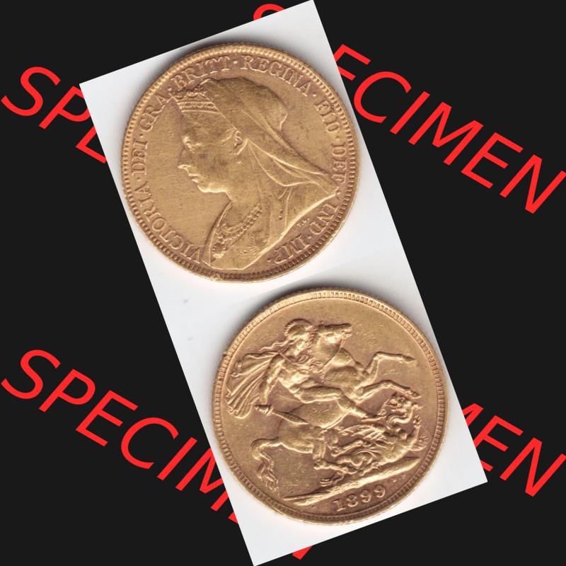 Alte Goldmünzen Großbritannien Gold-Münze 1893-1901, 1 Pfund Sovereign 1899. Vorderseite und Rückseite vertikal untereinander auf einen digitalen Bild, für... Sammlung