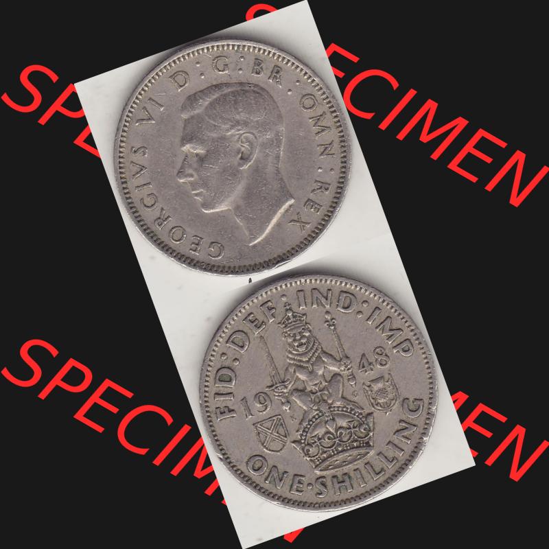 Alte Münzen Großbritannien Umlaufmünze 1949-1951, 1 One Schilling - Shilling, 1948-6 Stehender Löwe auf Krone. Vorderseite und Rückseite vertikal untereinander... Sammlung