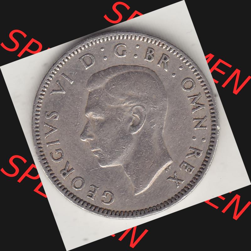 Alte Münzen Großbritannien Umlaufmünze 1947-1948, 2 Schilling - One Shillings 1948-2 Sitzender Löwe auf Krone. Vorderseite der alten britischen Münze aus Großbritannien... Sammlung