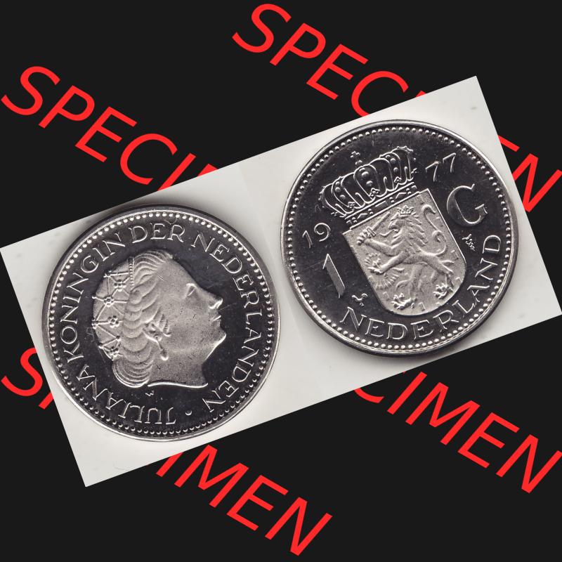 Alte Münzen KMS Niederlande, Kursmünzensatz 1977, 1967-1980, 1 Gulden, 1977-1 JULIANA KONINGIN DER NEDERLANDEN. Digitales Bild / Bildmaterial mit Vorderseite... Sammlung