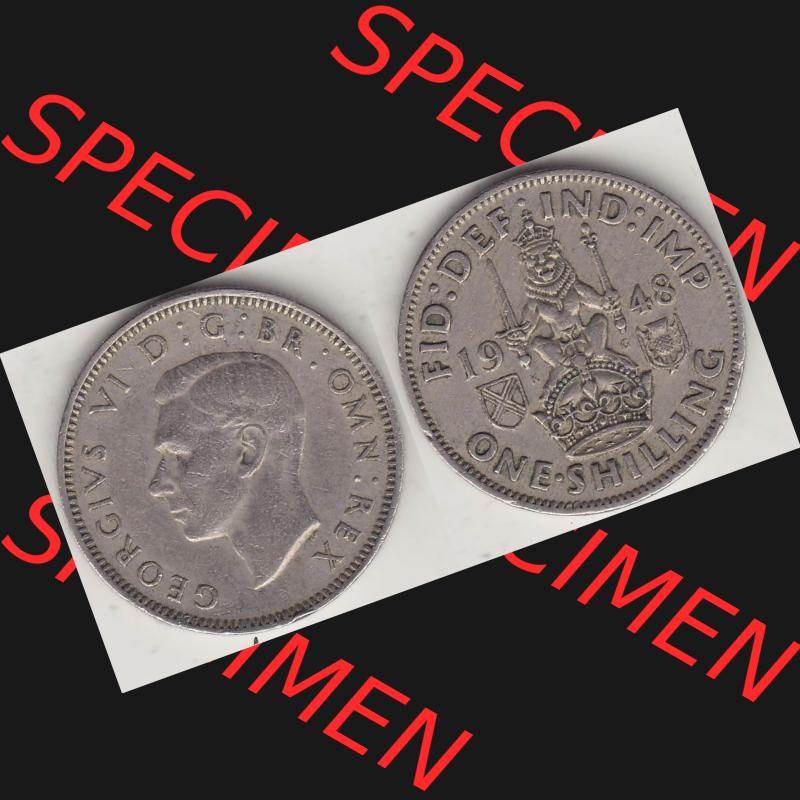 Alte Münzen Großbritannien Umlaufmünze 1949-1951, 1 One Schilling - Shilling, 1948-6 Stehender Löwe auf Krone. Vorderseite und Rückseite horizontal auf einen... Sammlung