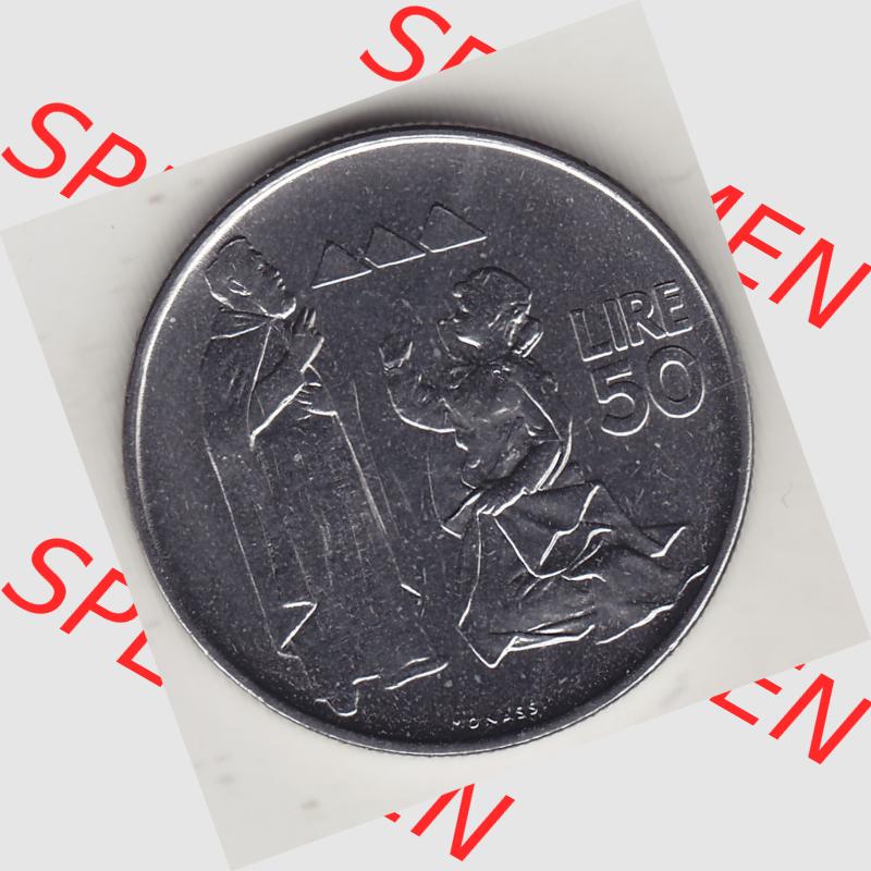 Bildmaterial Münzensatz / KMS 1972 aus San Marino 1972-1972, 50 Lire, 1972, MONASSI REPUBBLICA DI SAN MARINO 50 LIRE. Rückseite als Einzelansicht einer Umlaufmünze... Sammlung