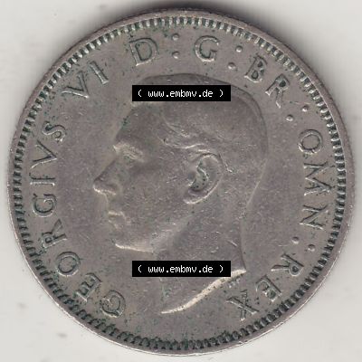 Alte Münzen Großbritannien Umlaufmünze 1949-1951, 1 One Schilling - Shilling, 1948-2 Stehender Löwe auf Krone. Vorderseite der alten britischen Münze aus Großbritannien... Sammlung