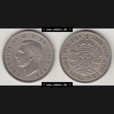 Alte Münzen Großbritannien Umlaufmünze 1947-1948, 2 Schilling-Florin, Two Shillings, 1947-4, George VI, GEORGIVS VI D G BR OMN REX, FID DEF IND IMP,... Sammlung