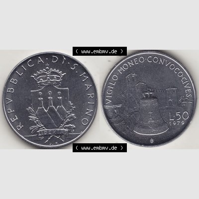 Bildmaterial Münzensatz / KMS 1979 aus San Marino 1979-1979, 50 Lire, J.P. LIBERTAS REPVBBLICA DI S. MARINO, L.50 VIGILO MONEO CONVOCO CIVES.... Sammlung