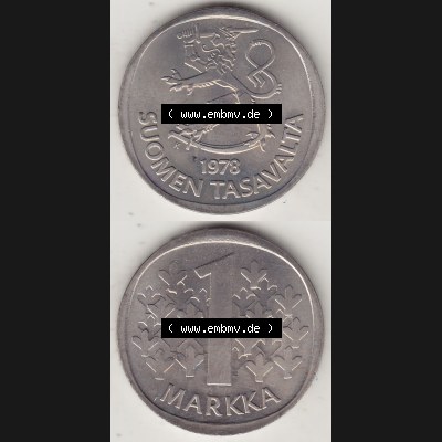 Alte Münzen KMS Finnland, Kursmünzensatz 1978 in Stempelglanz 1969-1993, 1 finnische Mark, Markka 1978-1. Digitales Bild / Bildmaterial für IPhone und Mobil-Geräte... Sammlung